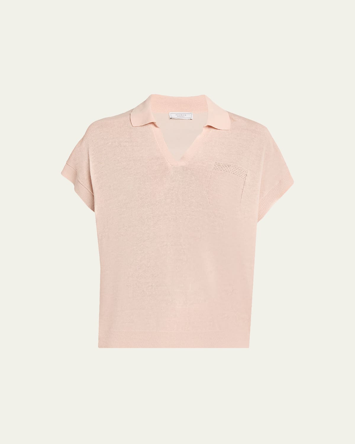 Peserico Tricot Cotton-Linen Polo Sweater