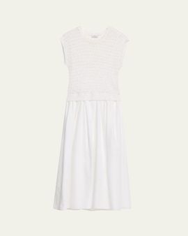 Peserico Tricot Open-Knit Mixed Media Midi-Dress