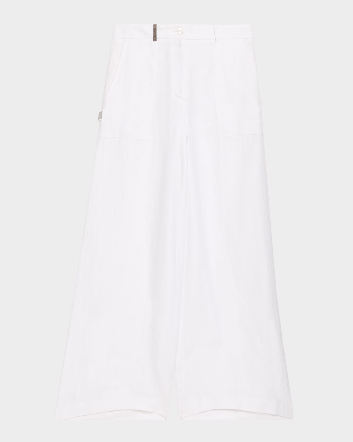 Peserico Wide-Leg Linen Gabardine Pants