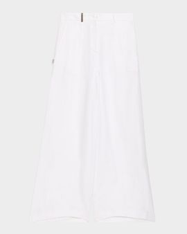 Peserico Wide-Leg Linen Gabardine Pants