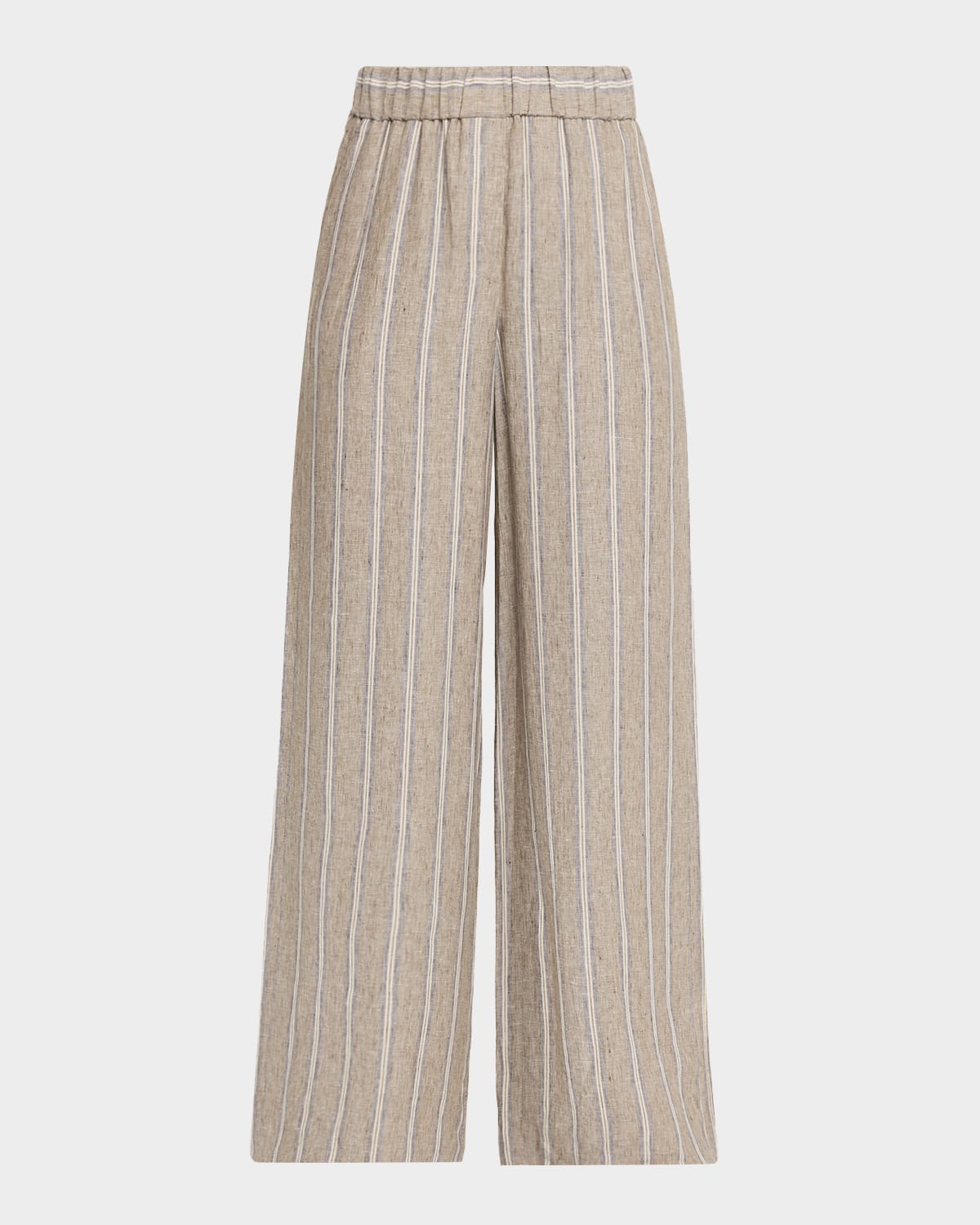 Peserico Wide-Leg Striped Cotton Pants