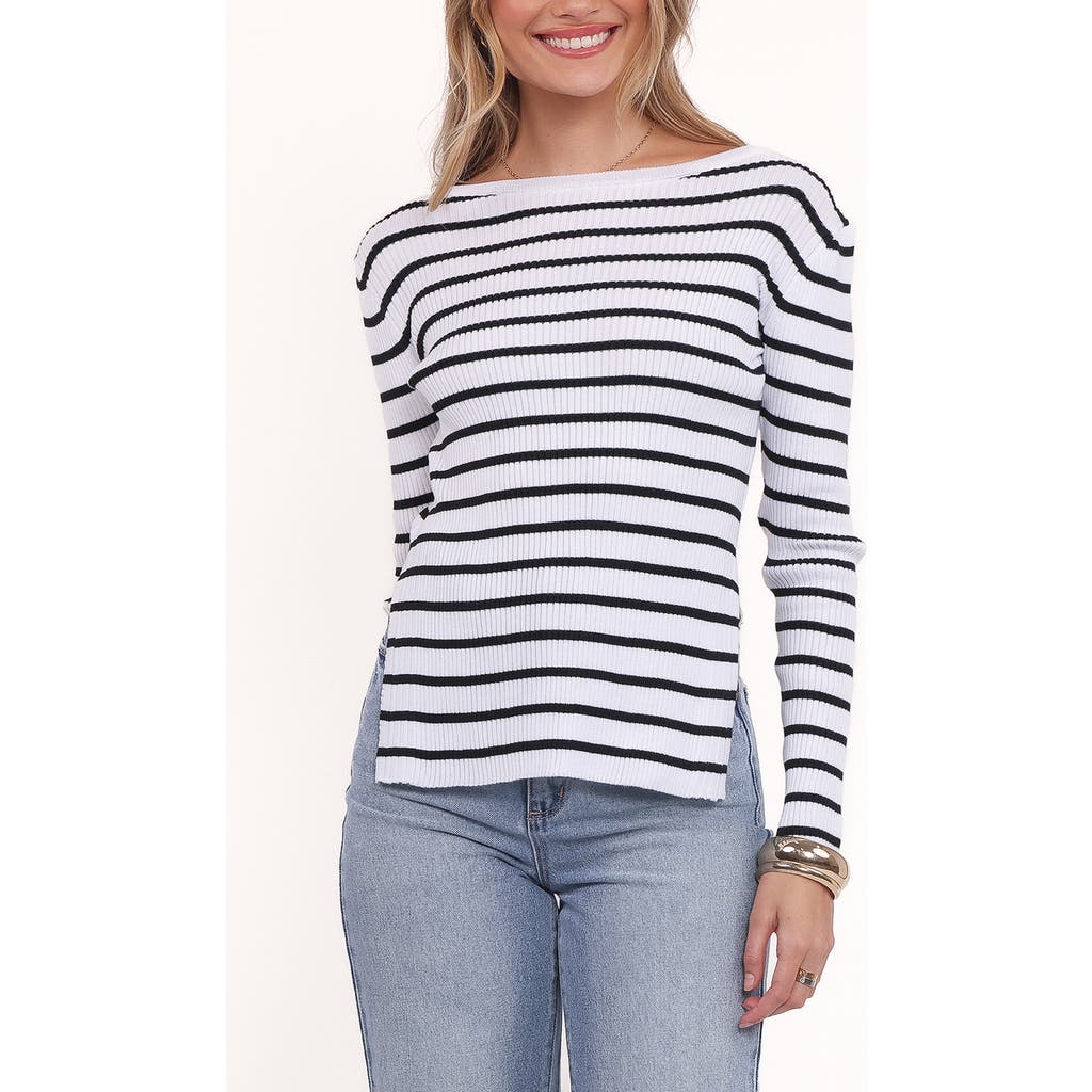 Petal & Pup Petal & Pup Alvina Stripe Rib Boatneck Sweater