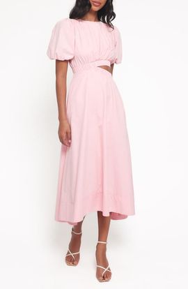 Petal & Pup Petal & Pup Aminah Puff Sleeve Cutout Midi Dress