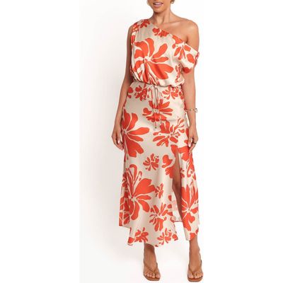 Petal & Pup Petal & Pup Ana Floral One-Shoulder Satin Midi Dress