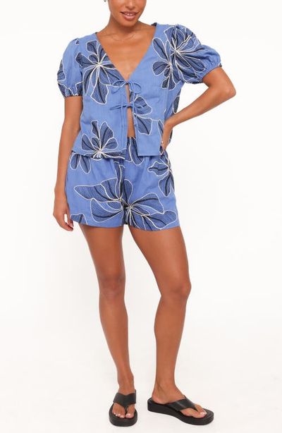 Petal & Pup Petal & Pup Asta Puff Sleeve Tie Front Top & Shorts Set