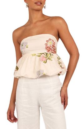Petal & Pup Petal & Pup Aurlie Floral Strapless Cotton Peplum Top