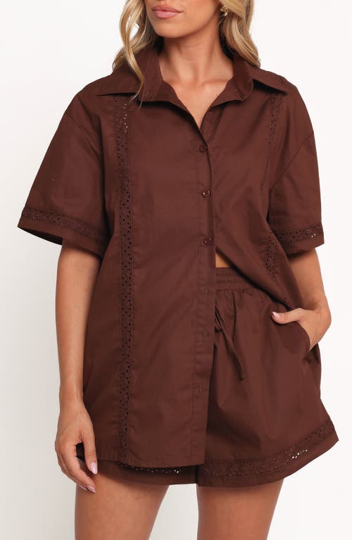 Petal & Pup Petal & Pup Austin Eyelet Trim Short Sleeve Cotton Button-Up Shirt