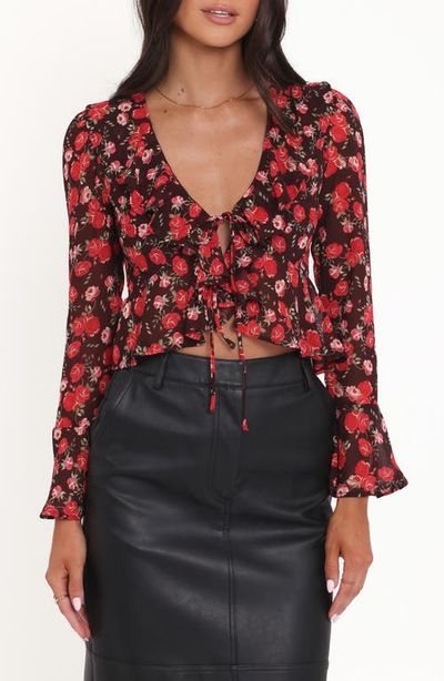 Petal & Pup Petal & Pup Aveline Ruffle Tie Front Chiffon Top