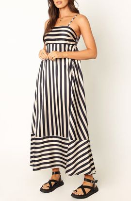 Petal & Pup Petal & Pup Brea Stripe Sleeveless Satin Maxi Dress