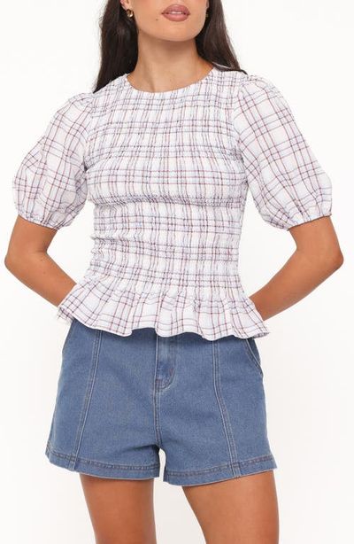 Petal & Pup Petal & Pup Callista Plaid Smocked Puff Sleeve Top