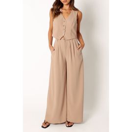 Petal & Pup Petal & Pup Camille Vest & Wide Leg Pants Set