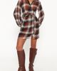 Petal & Pup Petal & Pup Eadie Long Sleeved Plaid Minidress  - 1
