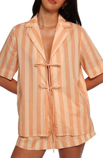 Petal & Pup Petal & Pup Essie Stripe Cotton Tie Front Shirt