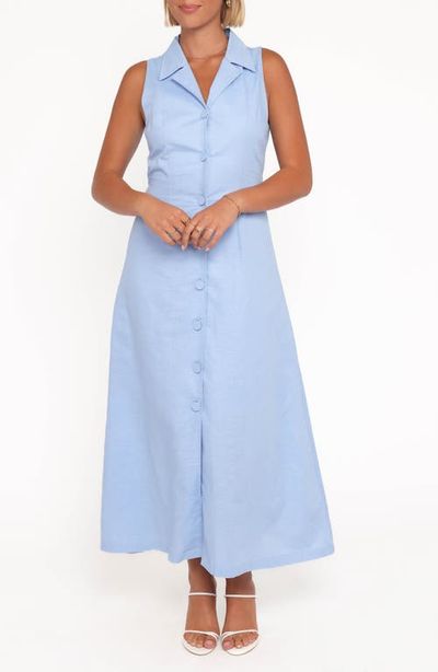 Petal & Pup Petal & Pup Galia Sleeveless Cotton & Linen Maxi Shirtdress