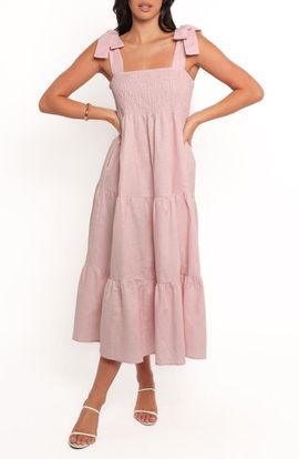 Petal & Pup Petal & Pup Giorgi Tiered Linen & Cotton Midi Sundress