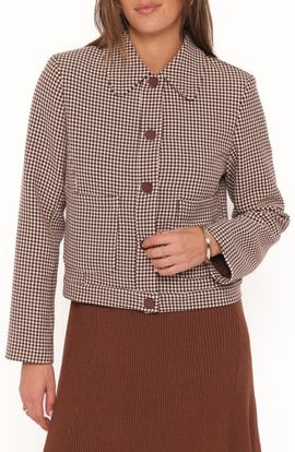 Petal & Pup Petal & Pup Harvie Houndstooth Cropped Trucker Jacket