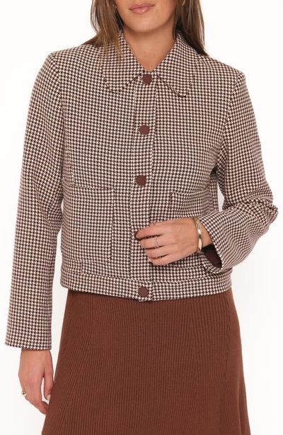 Petal & Pup Petal & Pup Harvie Houndstooth Cropped Trucker Jacket