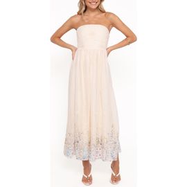 Petal & Pup Petal & Pup Kayt Print Embroidered Strapless Maxi Dress