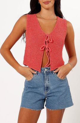 Petal & Pup Petal & Pup Kendall Tie Front Sleeveless Knit Top
