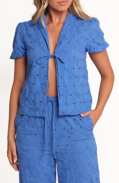 Petal & Pup Petal & Pup Ksenia Eyelet Embroidered Tie Front Cotton Top