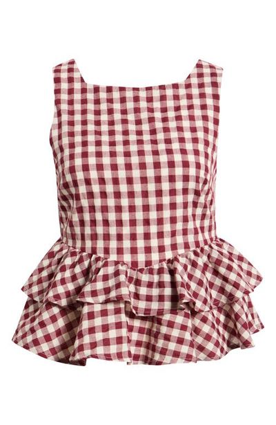 Petal & Pup Petal & Pup Landon Gingham Tiered Peplum Top