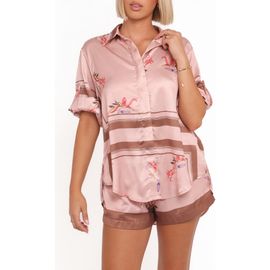 Petal & Pup Petal & Pup Lara Floral Print & Stripe Satin Button-Up Shirt