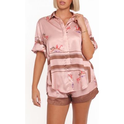 Petal & Pup Petal & Pup Lara Floral Print & Stripe Satin Button-Up Shirt