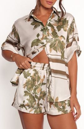 Petal & Pup Petal & Pup Lara Floral Print & Stripe Satin Shirt