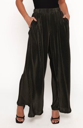 Petal & Pup Petal & Pup Leria Plissé Wide Leg Satin Pants