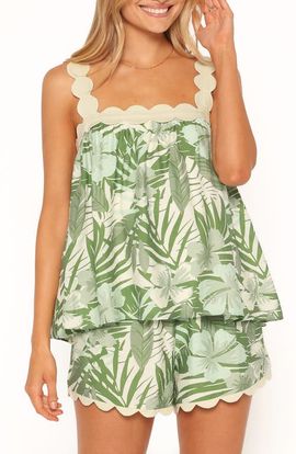Petal & Pup Petal & Pup Lillian Scalloped Edge Cotton Blend Top & Shorts Set