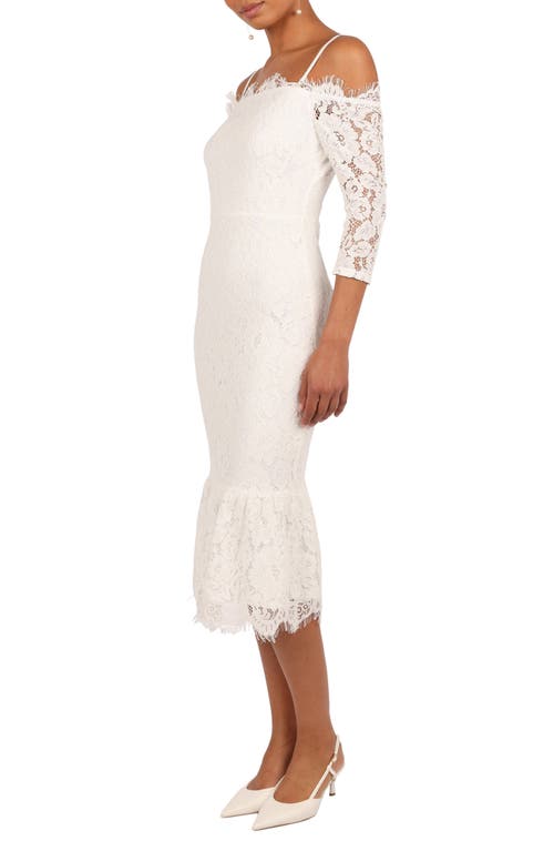 Petal & Pup Petal & Pup Lindy Lace Cold Shoulder Cocktail Midi Dress