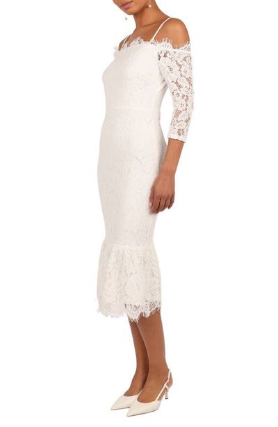 Petal & Pup Petal & Pup Lindy Lace Cold Shoulder Cocktail Midi Dress
