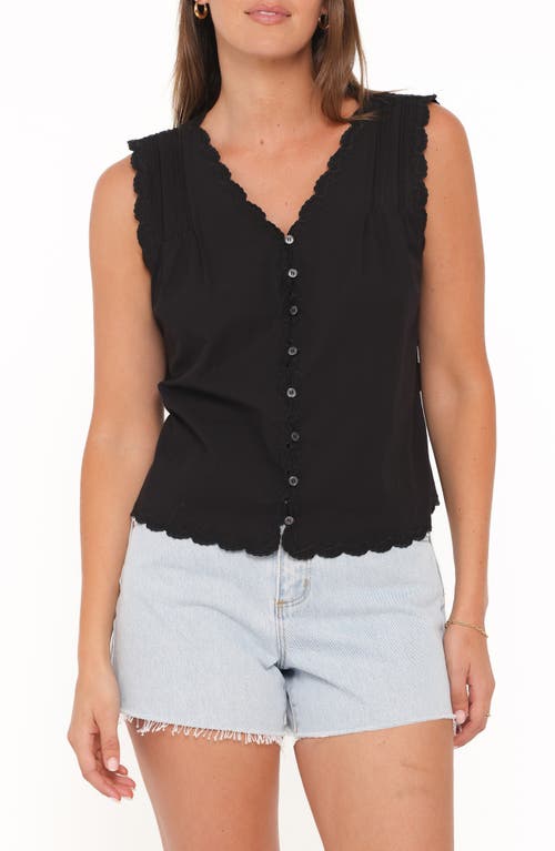 Petal & Pup Petal & Pup Lori Lace Trim Sleeveless Cotton Button-Up Shirt