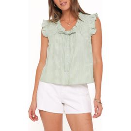 Petal & Pup Petal & Pup Luisa Ruffle Trim Stripe Shirt