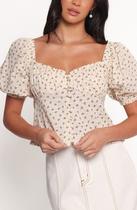 Petal & Pup Petal & Pup Maud Floral Puff Sleeve Button Front Top
