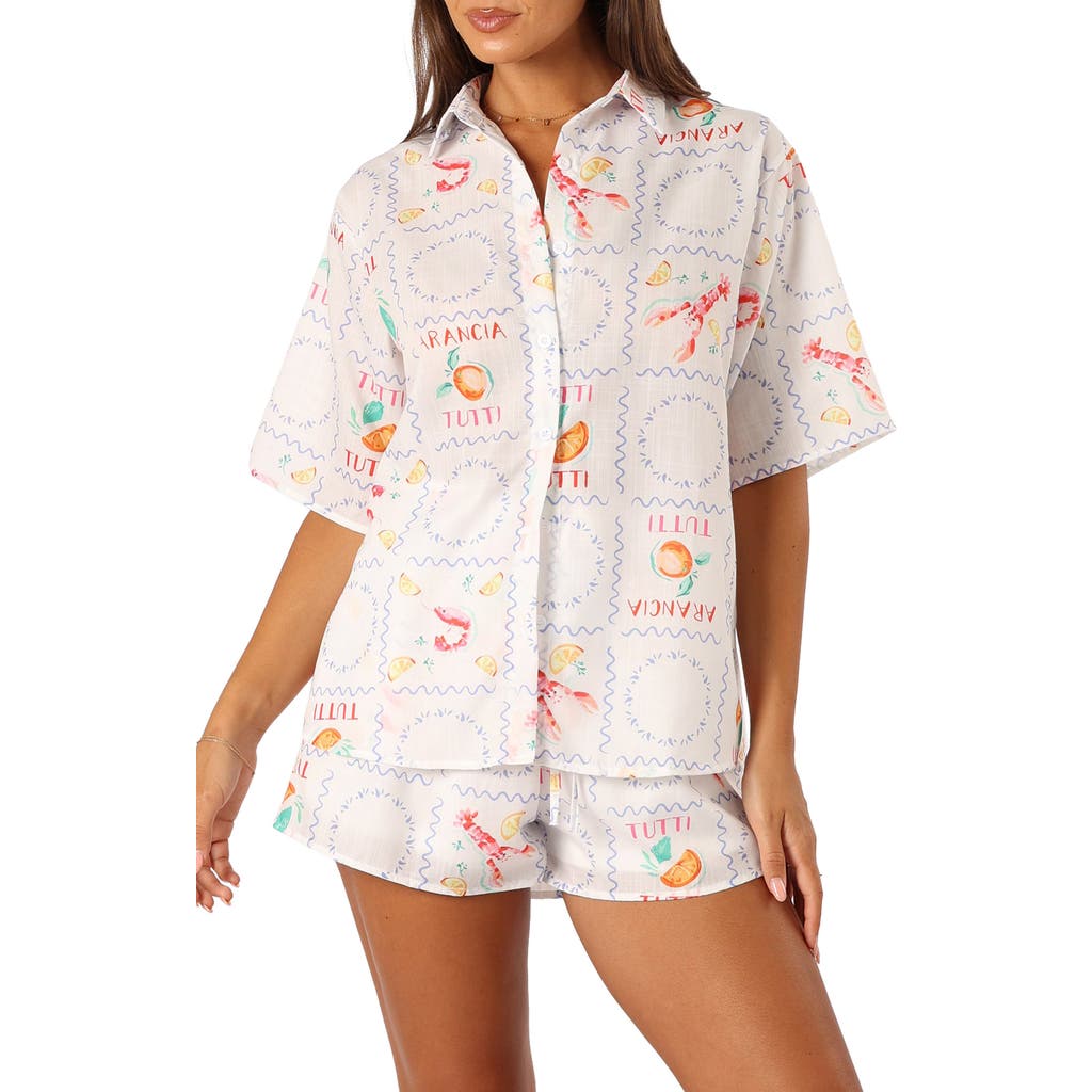 Petal & Pup Petal & Pup Portofino Tutti Print Camp Shirt & Shorts Set