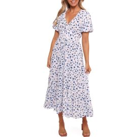 Petal & Pup Petal & Pup Roberts Floral Puff Sleeve Cotton Midi Dress