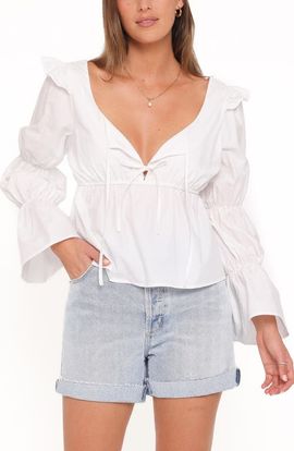 Petal & Pup Petal & Pup Ruffle Tie Front Peasant Top
