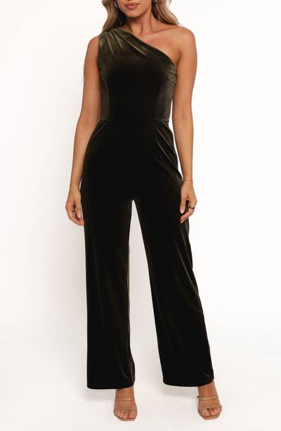 Petal & Pup Petal & Pup Xita Velvet One-Shoulder Jumpsuit