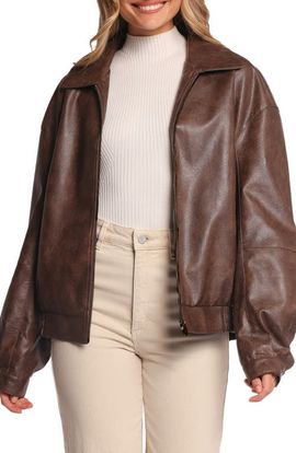Petal & Pup Petal & Pup Zoe Faux Leather Bomber Jacket