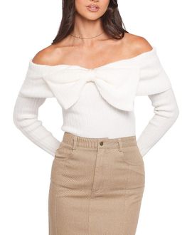 Petal And Pup Petal and Pup Helene Bow Off Shoulder Knit Sweater