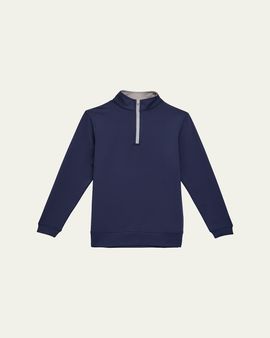 Peter Millar Stretch Terry Quarter Zip Popover, Youth
