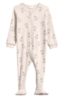 Petit Lem Petit Lem Anchors Rib Stretch Cotton Footie