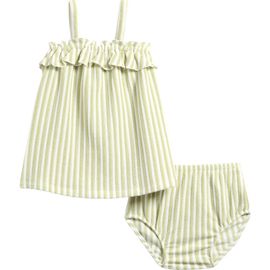 Petit Lem Petit Lem Fern Stripe Terry Cloth Dress & Bloomers Set