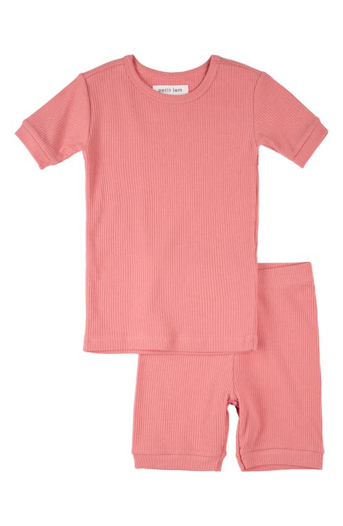Petit Lem Petit Lem Kids' Solid Rib Fitted Two-Piece Short Pajamas