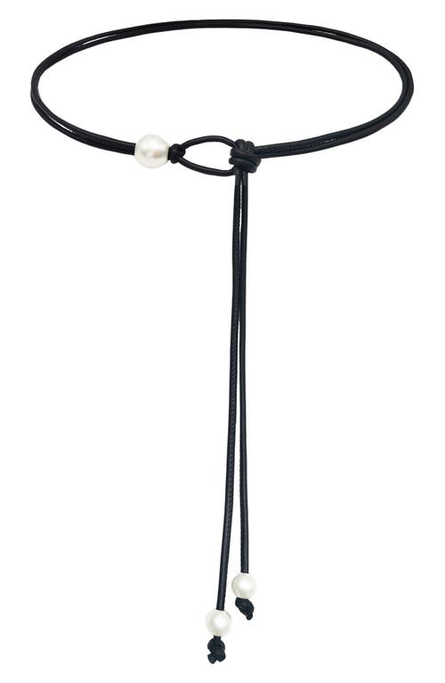 Petit Moments Petit Moments Faux Pearl Faux Leather Tie Belt