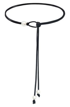 Petit Moments Petit Moments Faux Pearl Faux Leather Tie Belt