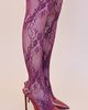 Petit Moments Petit Moments Stretch Lace Tights in Burgundy, Women's at Urban Outfitters - 1