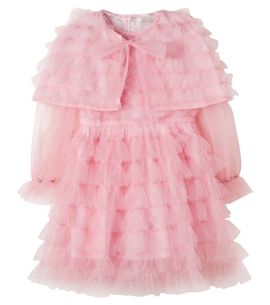 Petite Amalie Petite Amalie Cape-detail ruffled tulle dress