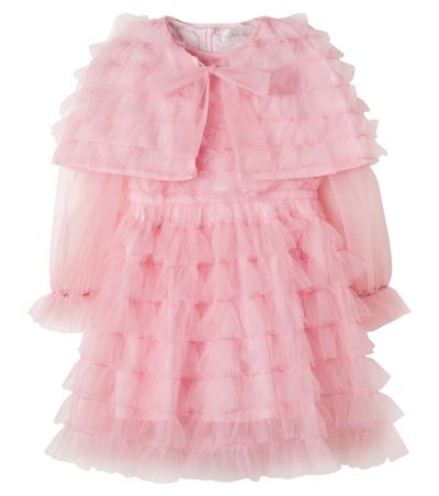 Petite Amalie Petite Amalie Cape-detail ruffled tulle dress